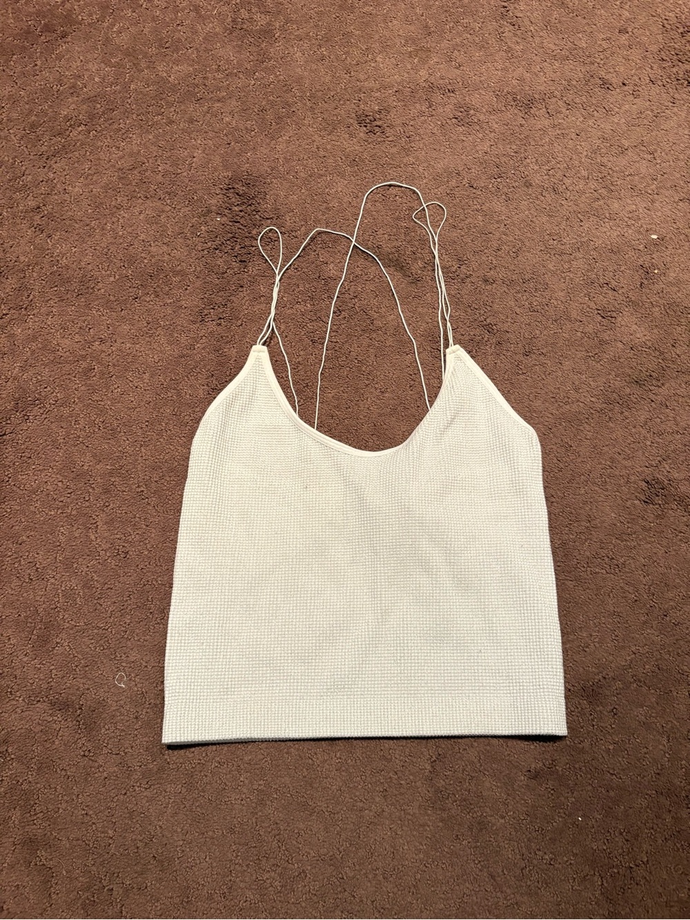 Forever 21 Cream Knit Spaghetti-Strap Crop Top